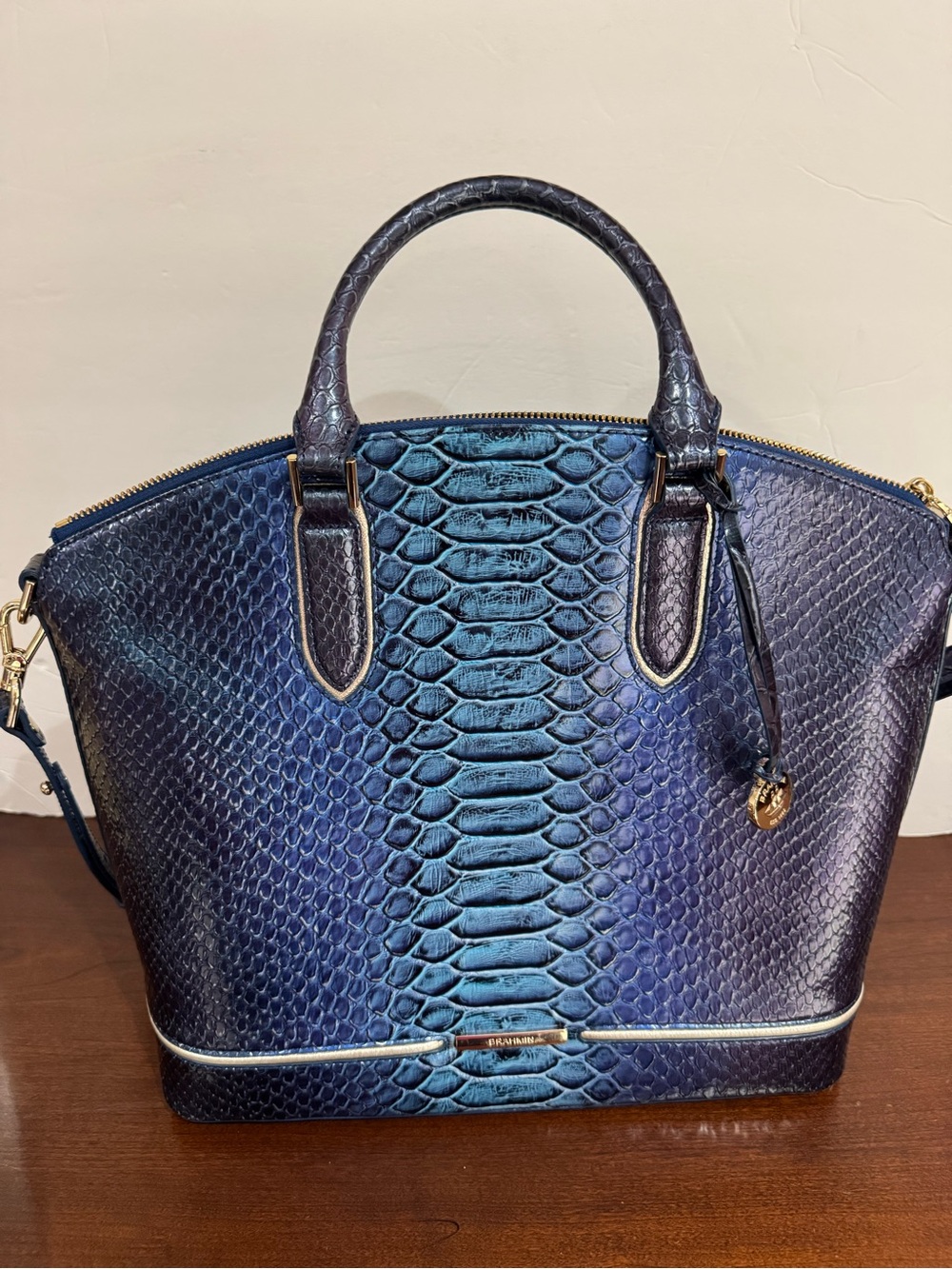 Brahmin Blue Ombre Embossed Satchel